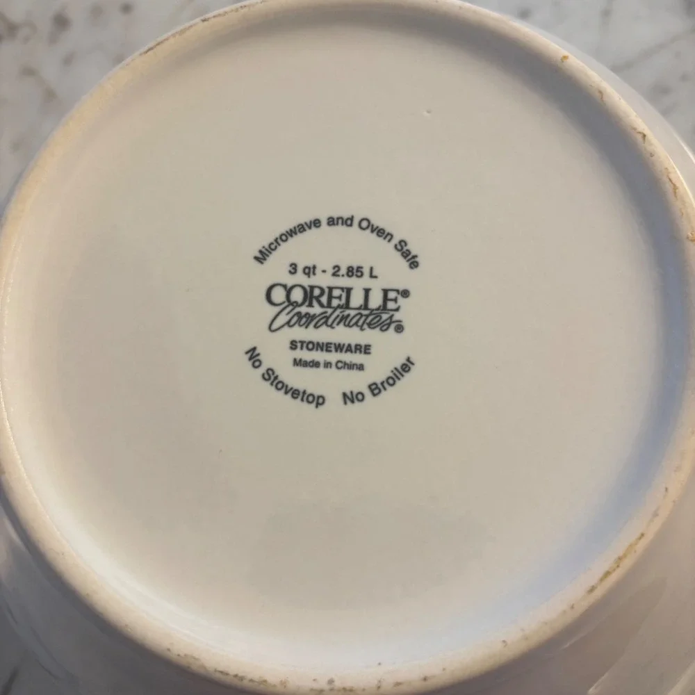 Corelle Coordinates Callaway Ivy Stoneware Mixing Bowl 3 Quart White Green Vine